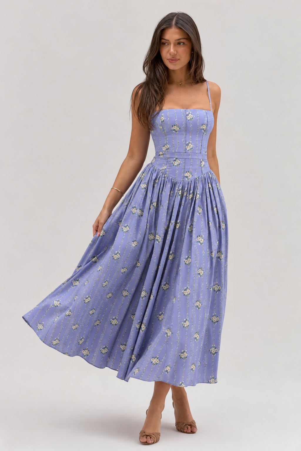 Chic Floral Print Cami Slip Maxi Dress image 3