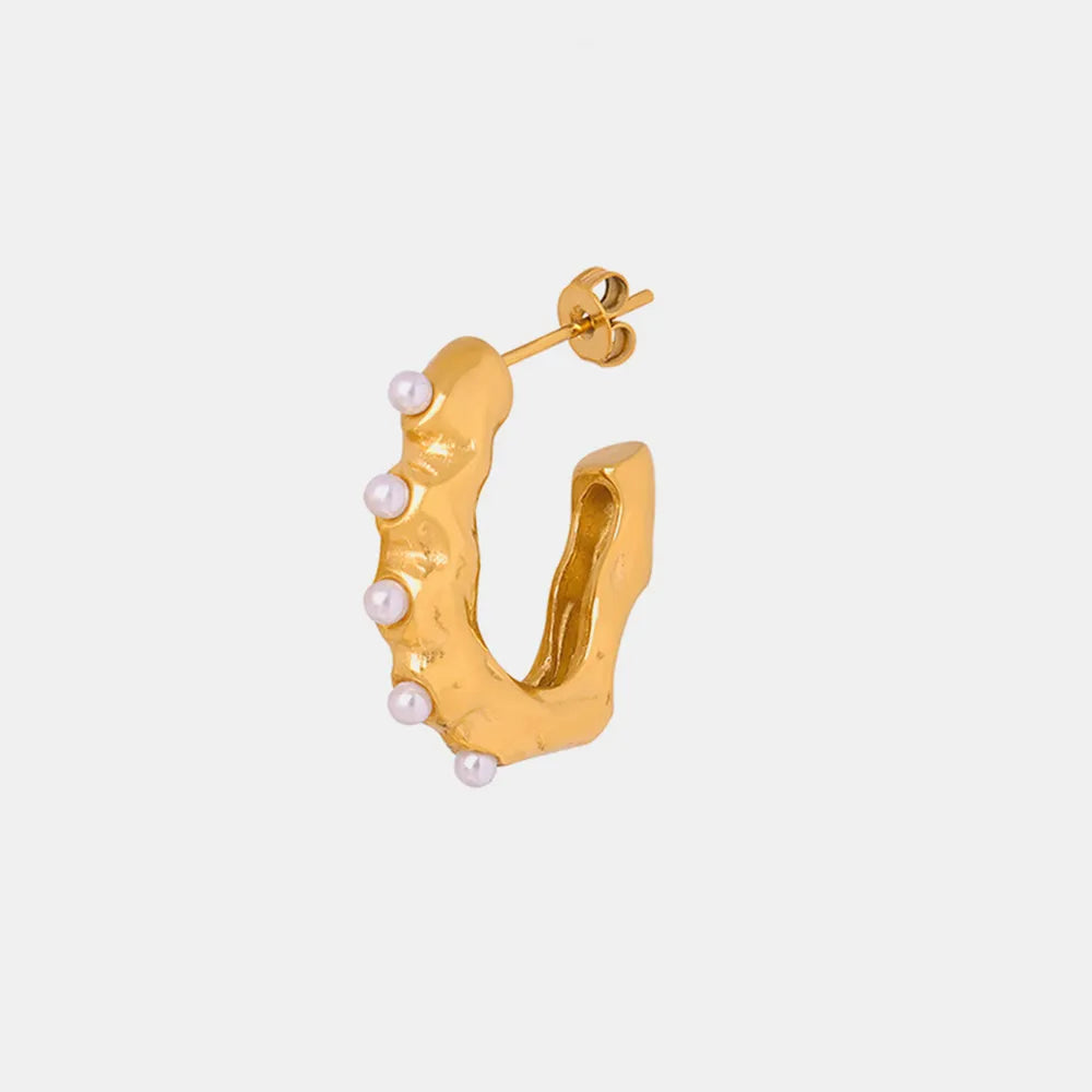 Vera Pearl Earrings detail view styled for Avrienne