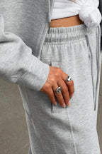 Zipper Hoodie Long Sleeve Wide Leg Pants Two Piece Set image 8