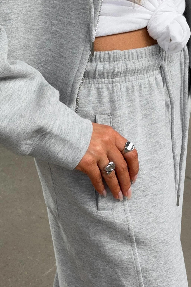 Zipper Hoodie Long Sleeve Wide Leg Pants Two Piece Set image 8