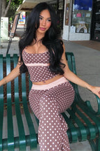 Contrast Polka Dot Sexy Tank Pants Two Piece Set image 2