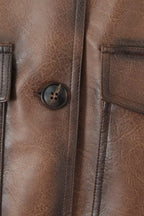 Brown Vintage Faux Leather Coat image 6