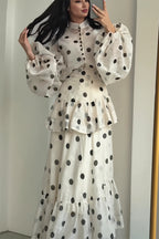 Sheer Polka Dot Long Sleeve Maxi Dress image 5