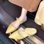 Amelie Flat Sandals detail view styled for Avrienne