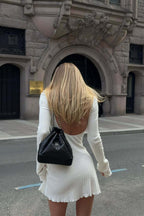 Sexy Fitted V Neck Open Back A Line Mini Dress image 3