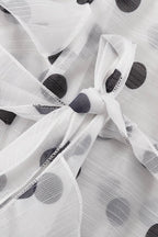 Dot Ruffled Tie Stand Collar Blouse image 3
