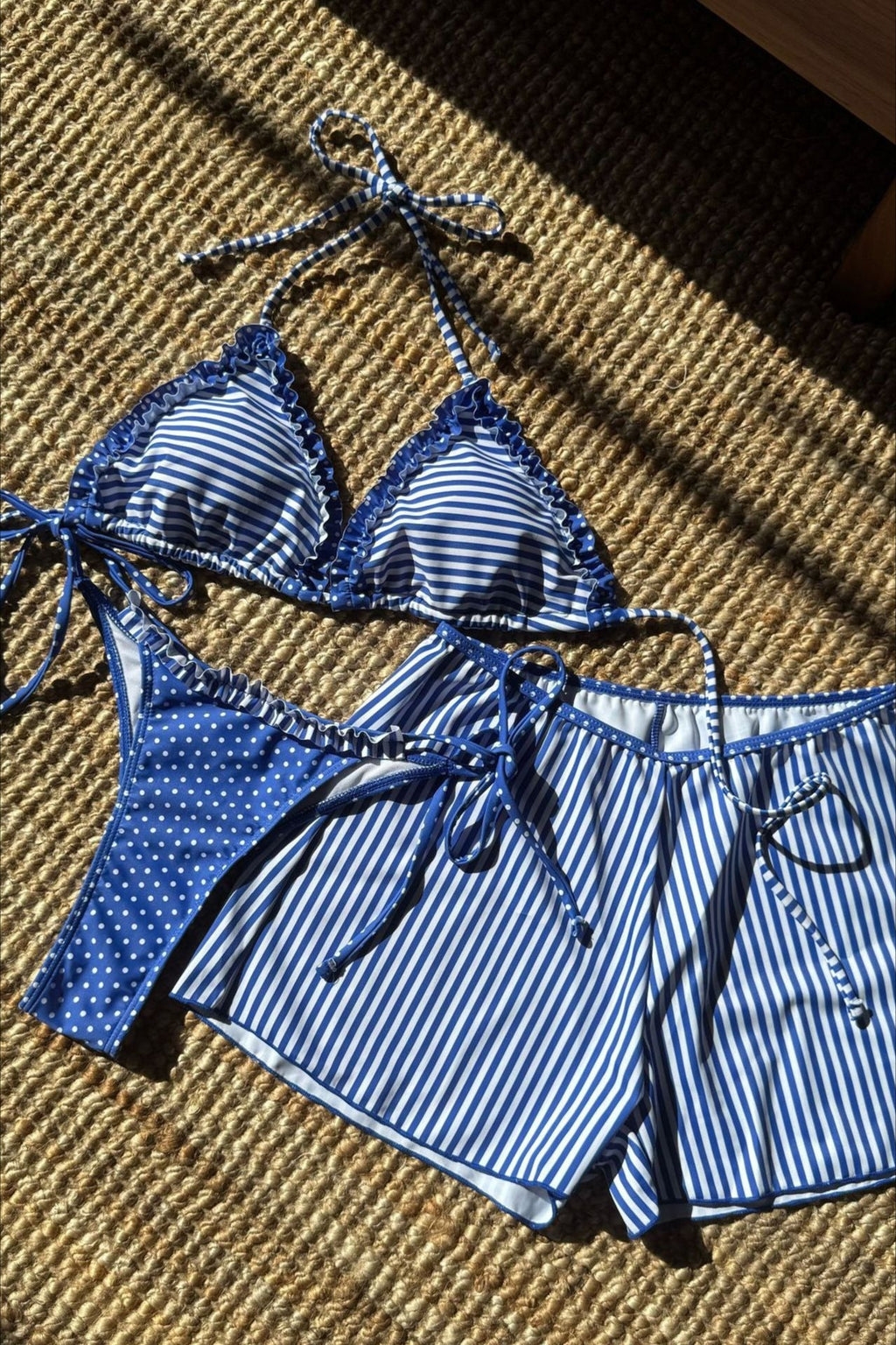 Colorblock Polka Dot Three Piece Swim Set image 6
