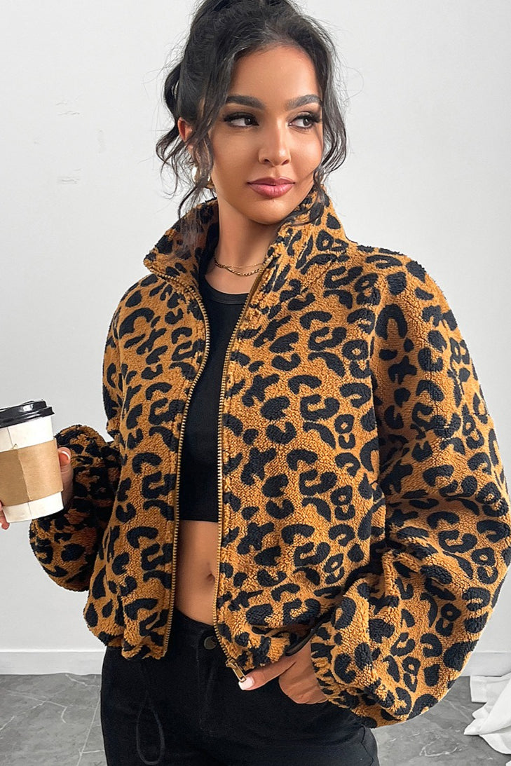 Cozy Leopard Print Fleece  Coat image 1