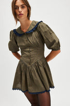 Vintage Polka Dot Peter Pan Collar Puff Sleeve Mini Dress image 6