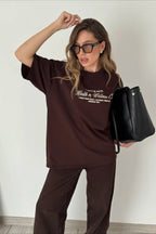 Minimalist Casual Cotton Letter Print Short Sleeve T-shirt image 6