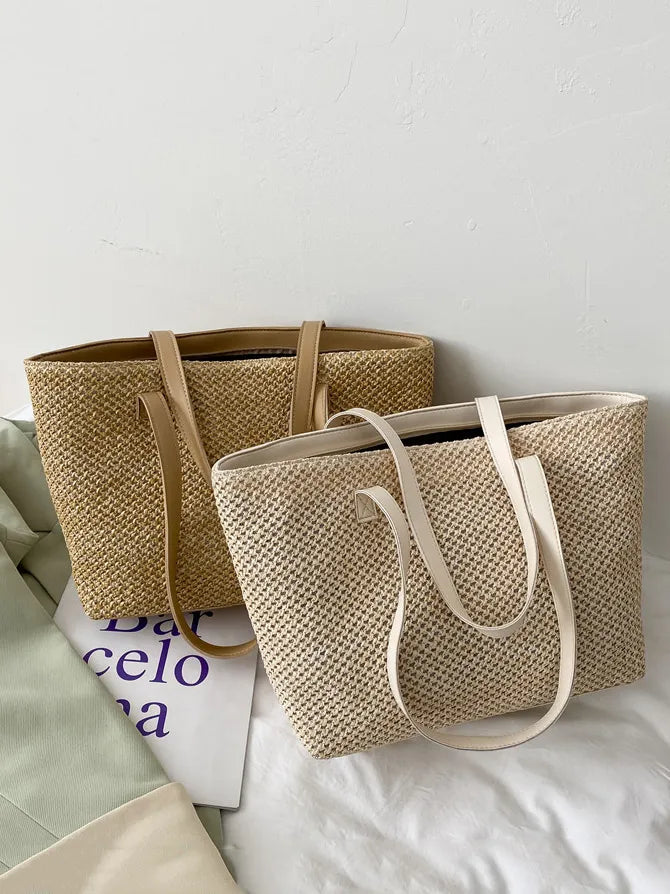 Yara Woven Tote styled for Avrienne