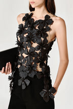 Floral Mesh Panel Sleeveless Sexy Layering Blouse image 1