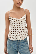 Ruffle Draped Neck Polka Dot Tie Back Cami Top image 1