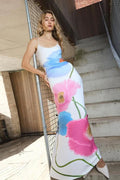 U-Neck Backless Floral Print A-Line Maxi Dress image 1