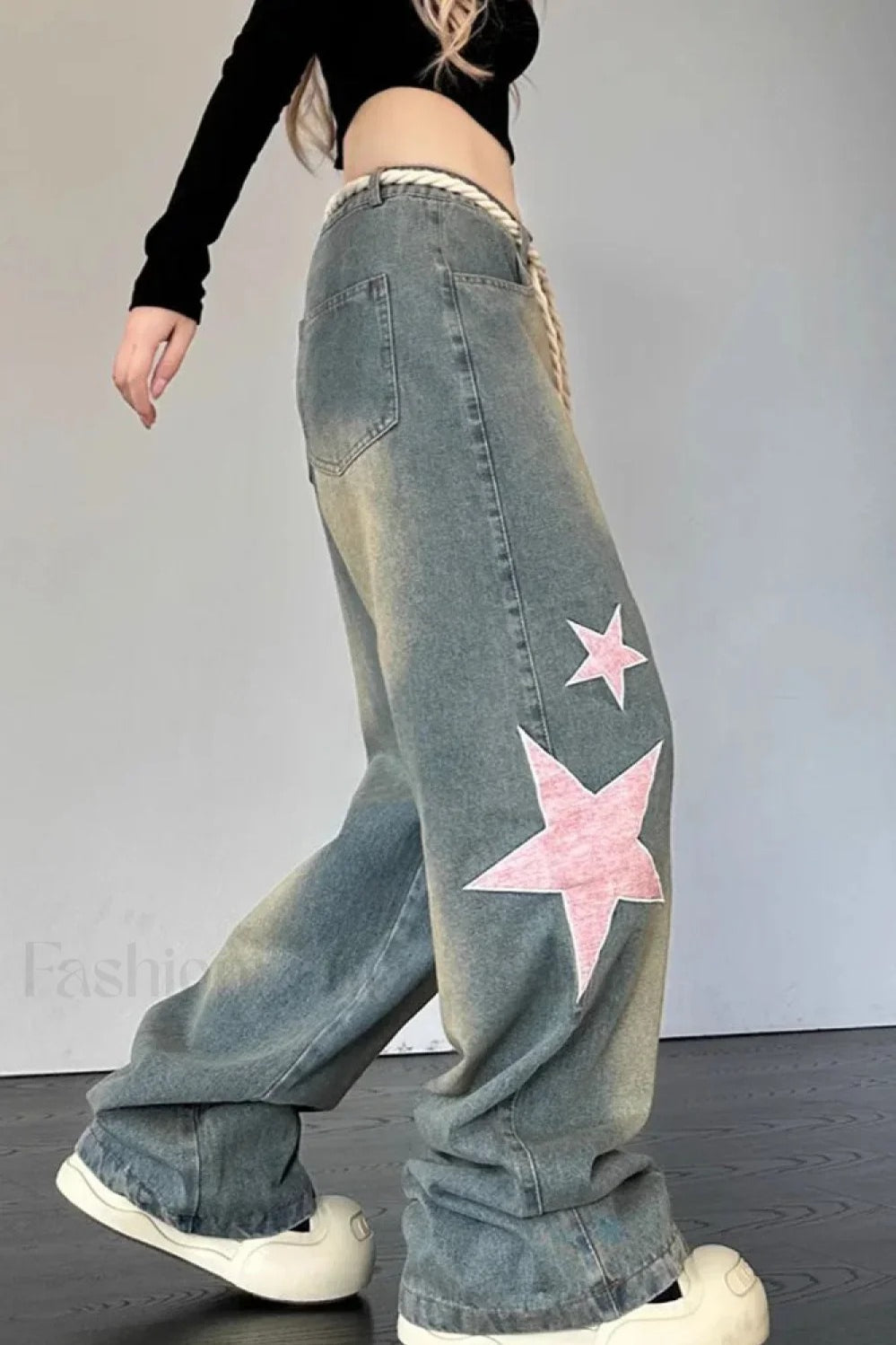 Wide Leg Patchwork Heart Jeans image 17