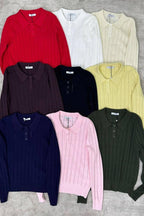 Jacquard Polo Collar Long Sleeve Loose Blouse image 18