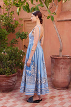 Artistic Print Linen Relaxed Fit Maxi Dress image 2