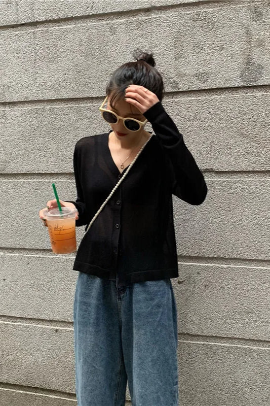 V-Neck Lightweight Knit Cardigan image 24