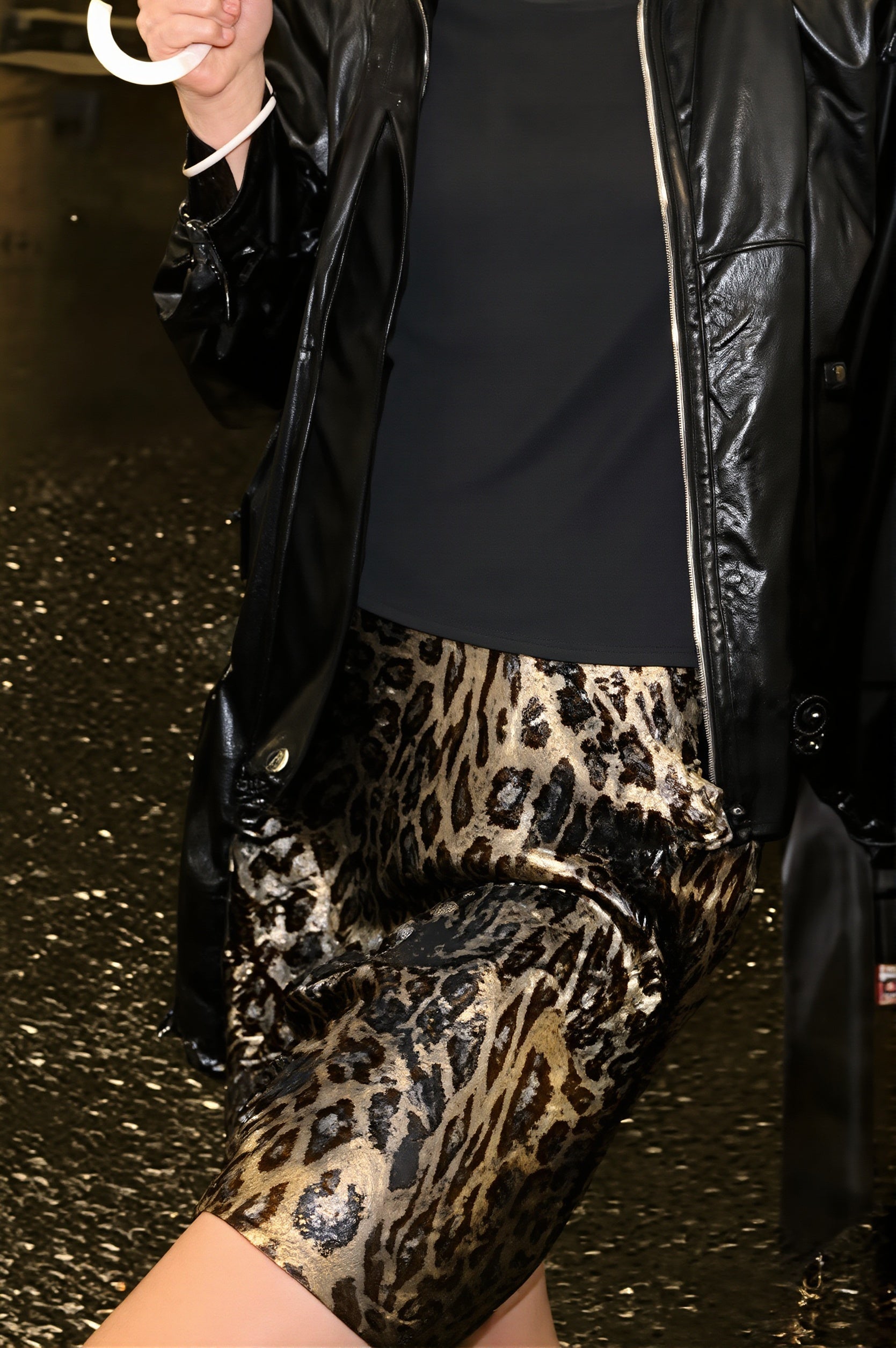 Silver Leopard Print High Waist Skirt image 6