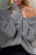 Plush V-Neck Cardigan image 2