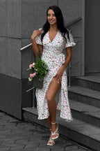 Printed Puff Sleeve Cotton Midi Dress image 23