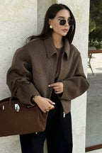 Minimalist Lapel Short Wool Coat image 2