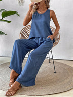 Camille Wide Leg Set detail view styled for Avrienne