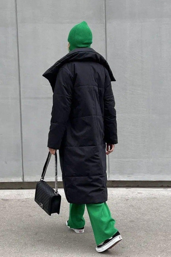 Long Stand Collar Relaxed Quilted Puffer Jacket image 24