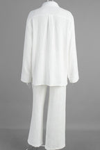 Solid Cotton Wrinkled Shirt Pants Two Piece Set image 5