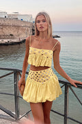 Sexy Metal Detail Ruffle Cami Skirt Sets image 1