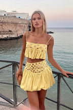Sexy Metal Detail Ruffle Cami Skirt Sets image 1