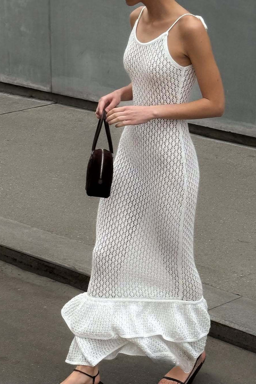 V Neck Ruffle Backless Maxi Dress image 4