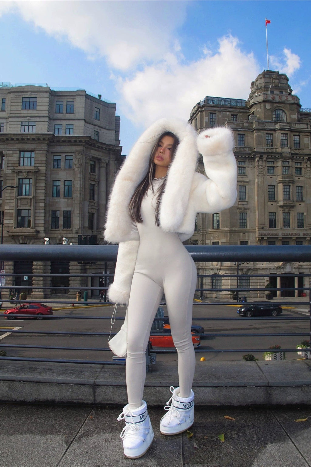 Solid Color Plush Warm Short Hooded Coat image 6