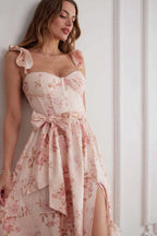 Floral Print Waist Tie Cami Midi Dress image 1