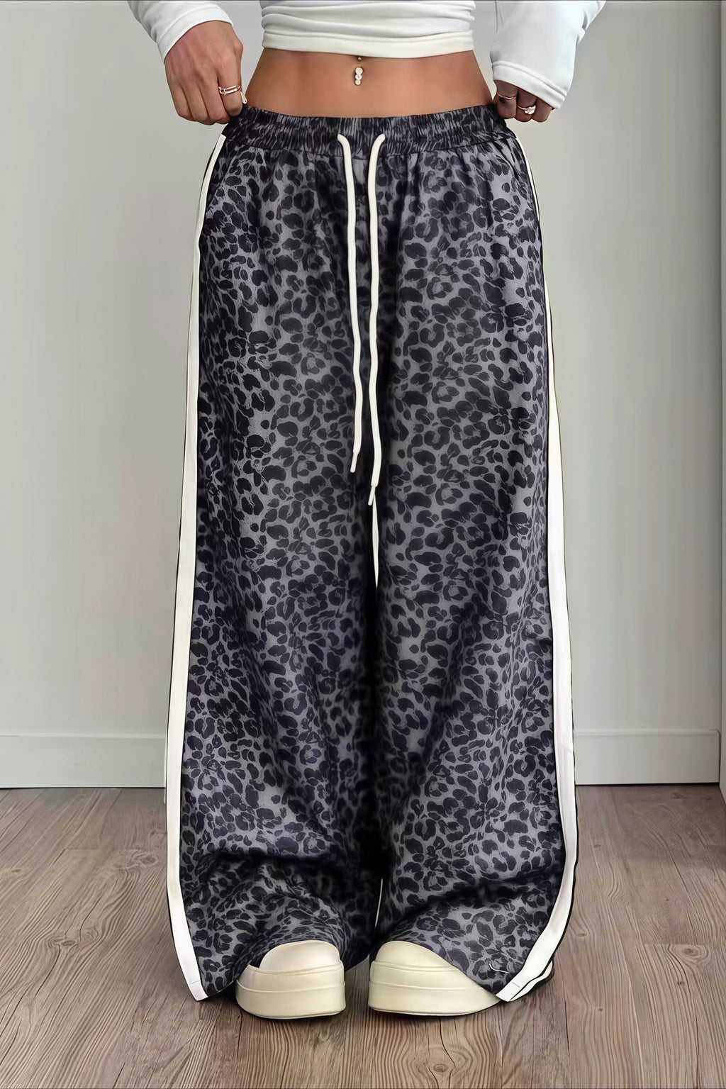 Leopard Print Spliced Casual Pants image 7