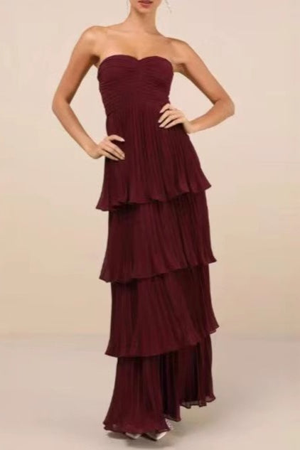 Ruched Bustier Tiered Hem Formal Dress image 3