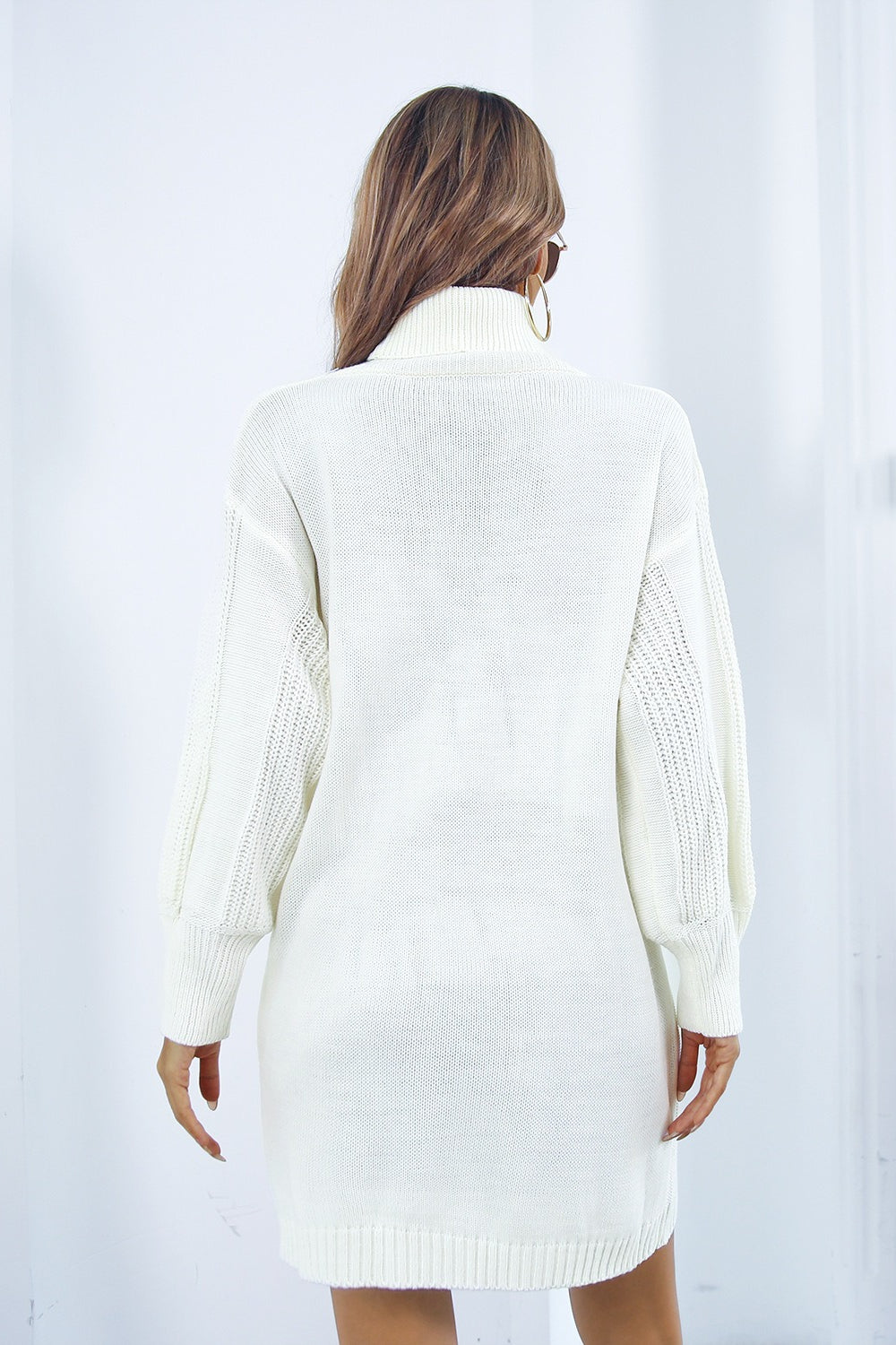 Cable Knit Turtleneck Sweater Dress image 6