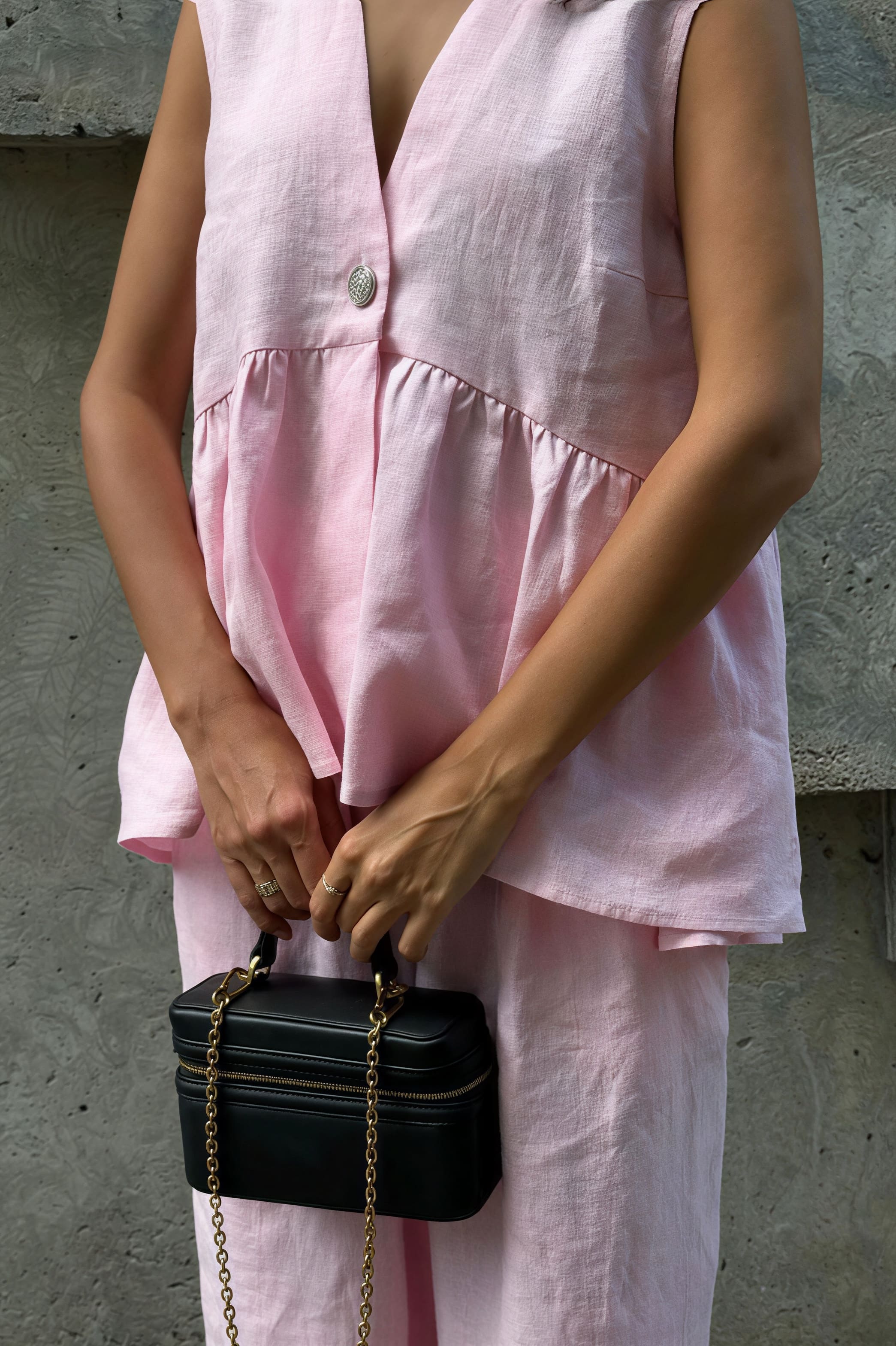 Romantic Cotton V Neck Sleeveless Vest Pants Two Piece Set image 2