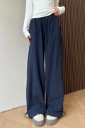 Solid Elastic Wide-Leg Sporty Pants image 1