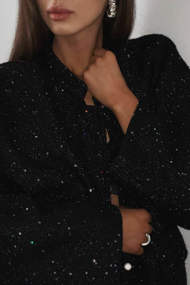 Sequin Stand Collar Pocket Jacket image 2