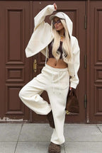 Zipper Hoodie Long Sleeve Wide Leg Pants Two Piece Set image 9