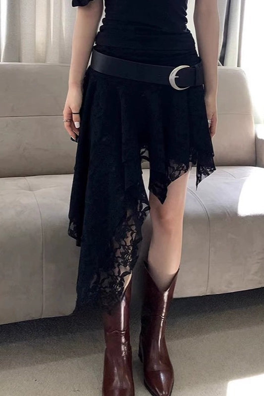 Rose Crochet Unique Asymmetrical Lace Mini Skirt image 5