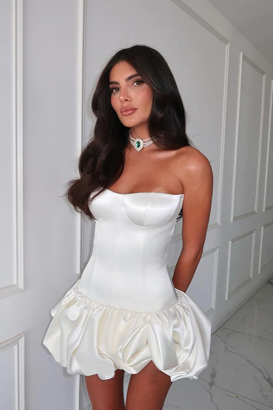 Strapless Ruched A-Line Party Dress image 2