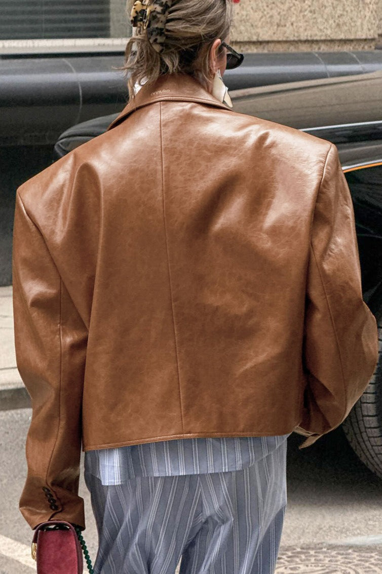 Vintage Oversized PU Leather Blazer image 3