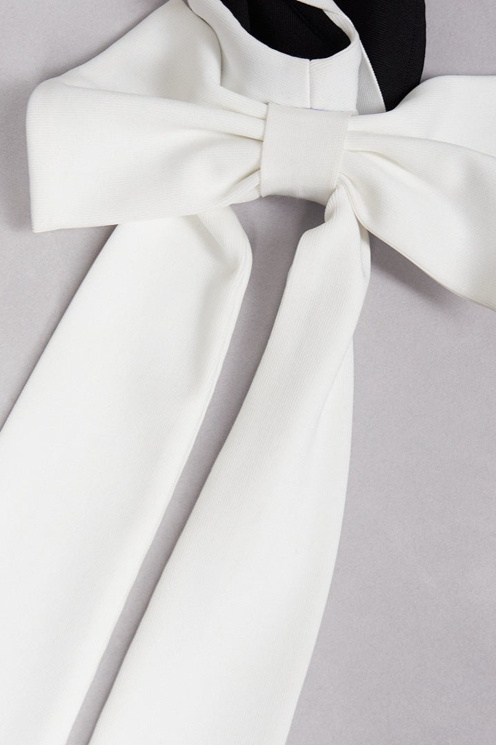 Bandage One-shoulder Color Block Bow Cocktail Dress image 12