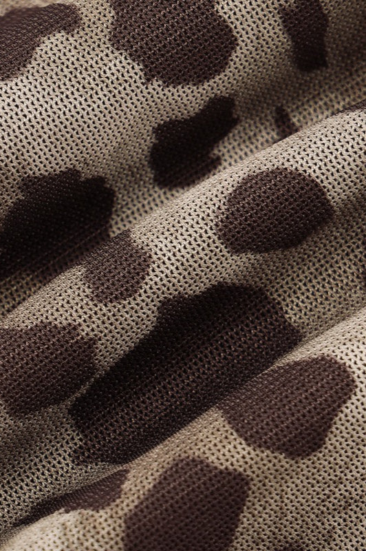 Ruched Leopard Bodysuit Crop Top image 4