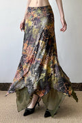 Botanical Print Mesh A-Line Maxi Skirt image 1