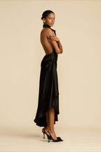Elegant Satin Slit Backless Party Dress image 11