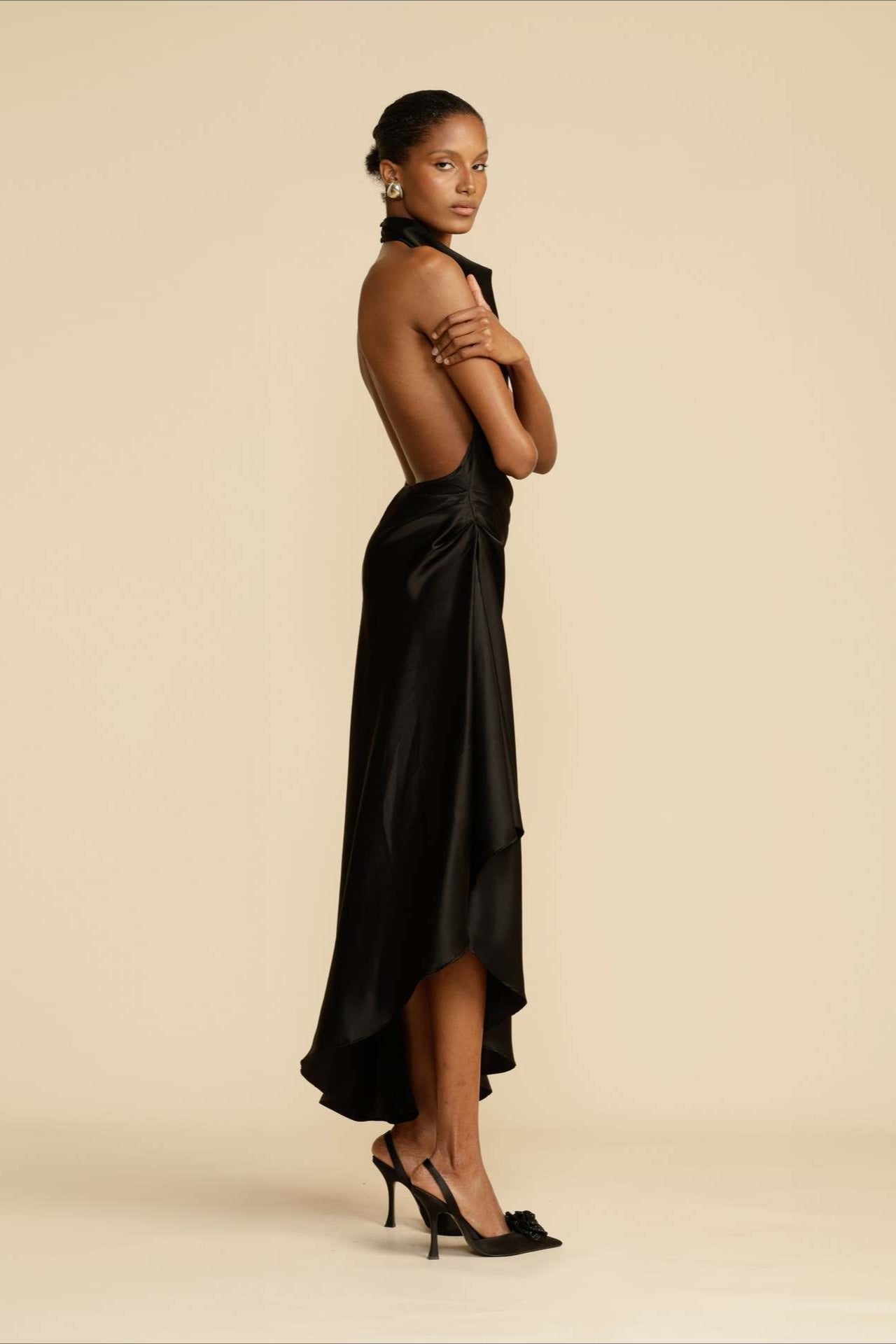 Elegant Satin Slit Backless Party Dress image 11