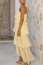 Tiered Ruffle Chiffon Print Maxi Dress image 12